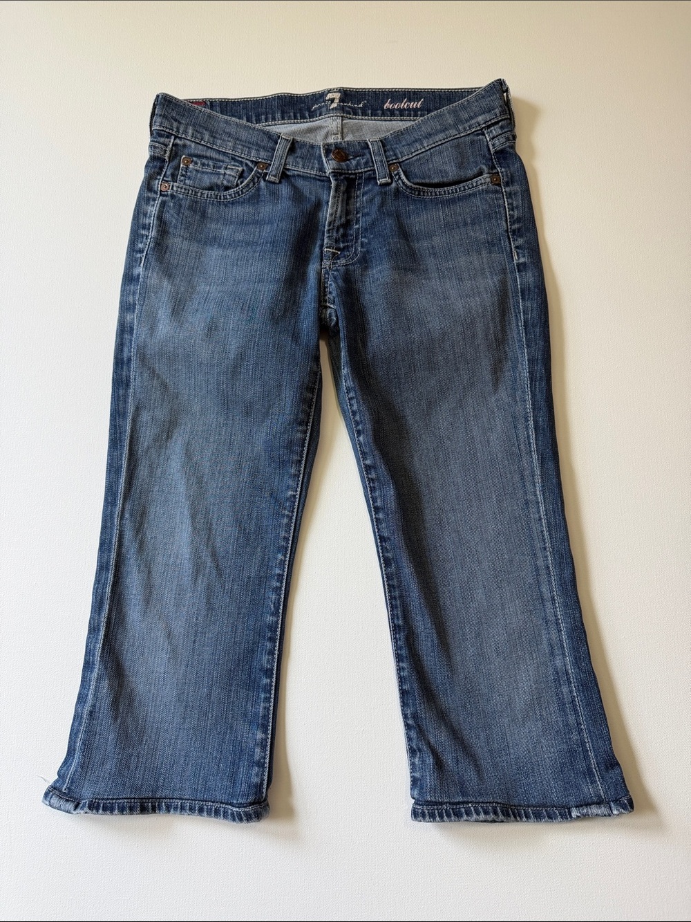 7 For All Mankind Women’s Jeans SZ: 26 Blue Denim Bootcut Cut to Shorts